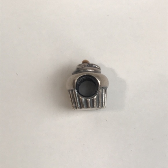 Pandora Retired Cupcake Charm 925 Sterling Silver with 14k Gold Accent 790417 - Picture 6 of 10